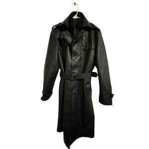 Men's Faux Leather Trench Coat With Zip Out Insert Size M/L